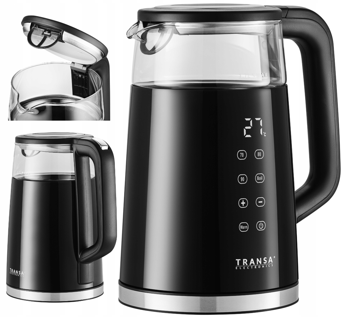 Rýchlovarná kanvica Transa Electronics MultiTouch Black 2200 W 1,7 l čierna